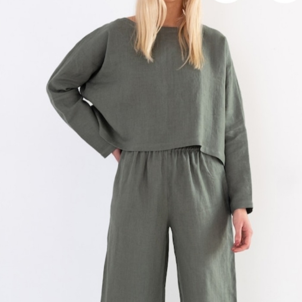 Love And Confuse Linen Cropped Blouse Top